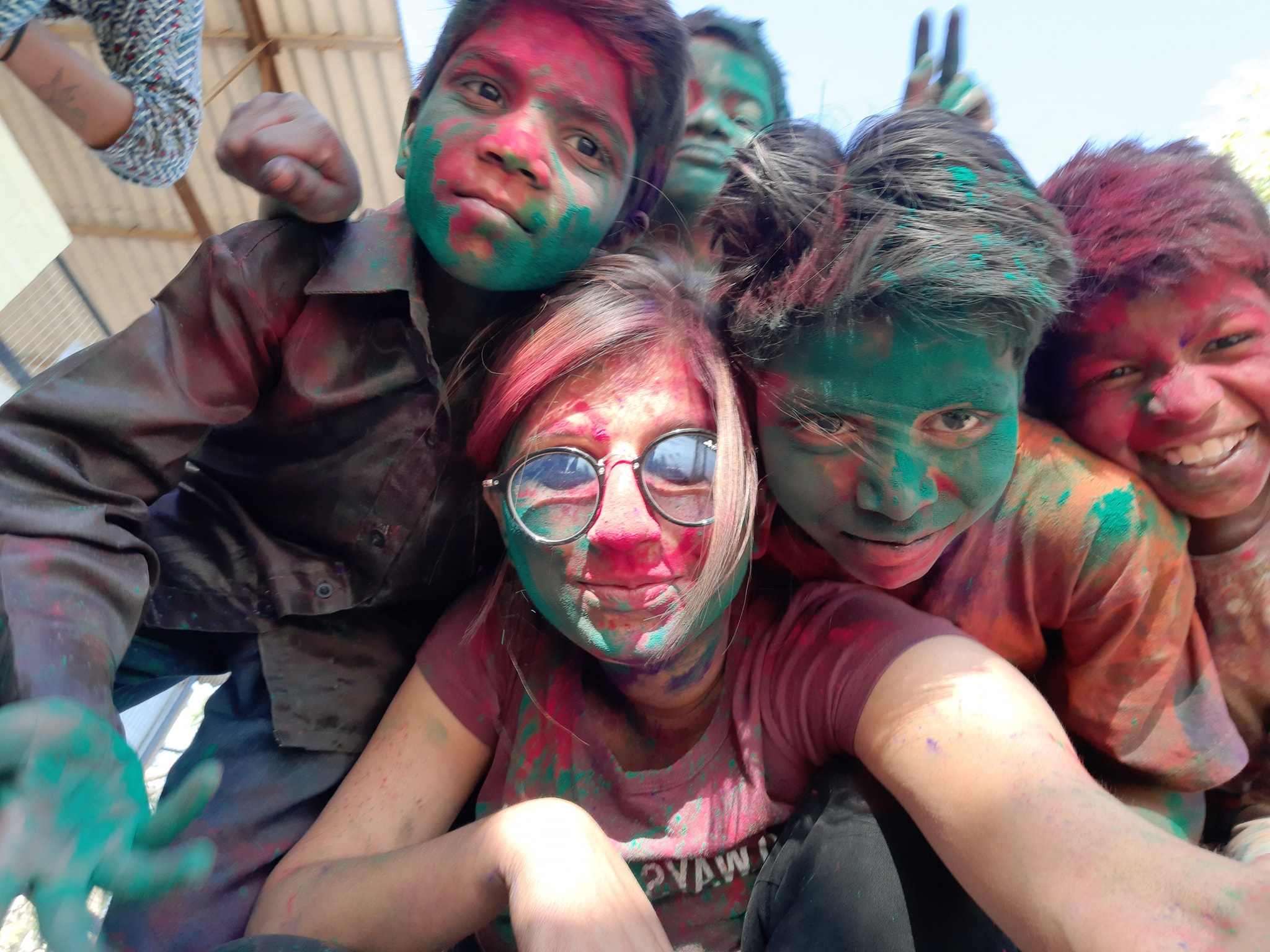Children receiving education kits